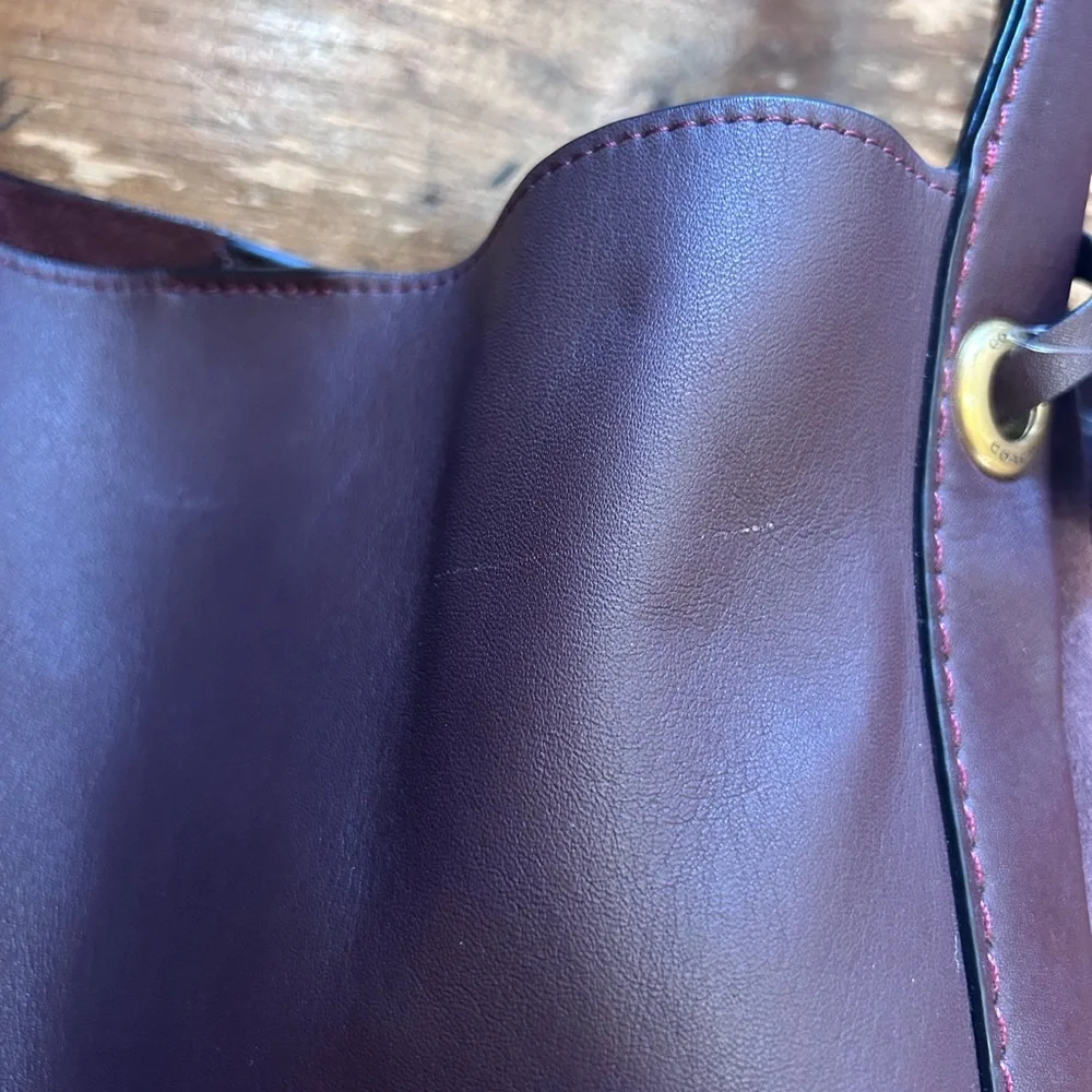 Coach Oxblood Leather and Suede Harmony Hobo Shoulder Bag with Gold Hardware